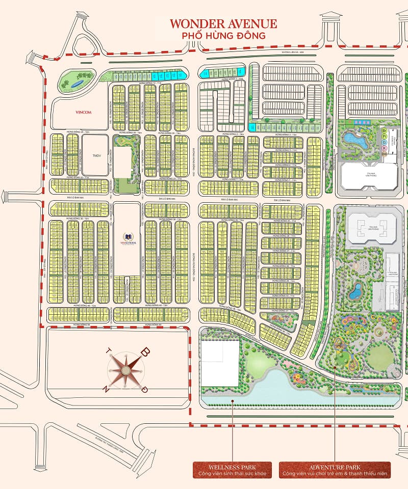 Mặt bằng phân khu Hừng Đông Vinhomes Wonder City
