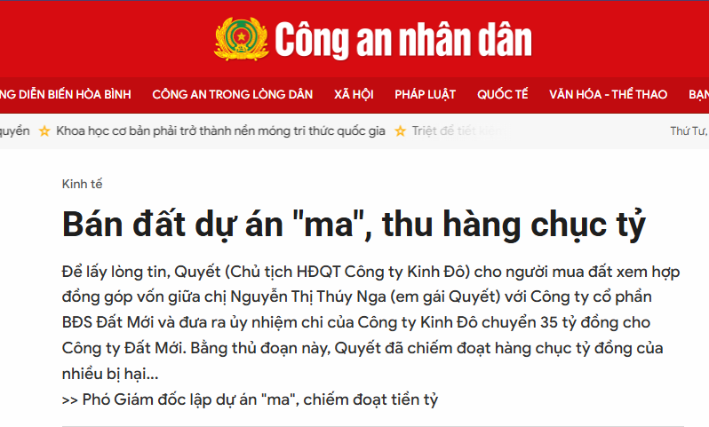 Vụ lừa đảo năm 2007 được đăng trên báo CAND